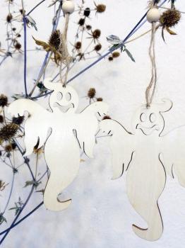 3 ulkige Geister Anhänger Holz